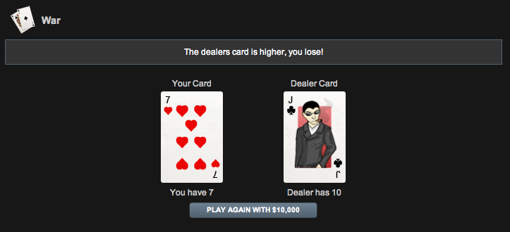 Playing the War card game in Street Crime